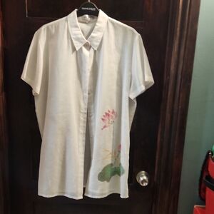 Abrand White Shirt with Floral Design